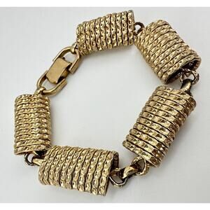 Vintage Bergere MCM Retro Chunky Gold Tone Chain 6.75” Bracelet